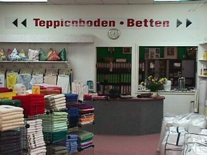 Klicken Sie auf "Teppichboden" oder "Betten" um die jeweilige Abteilung zu besuchen